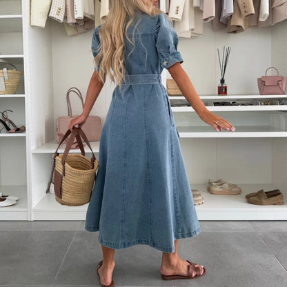 👗Women's Denim Button-Down Shirt Dress💙