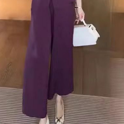 💖V-Neck Short Sleeve Top & Matching Wide-Leg Pants 2-Piece Set for Women👘