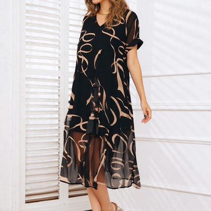 💥Last Day Special Sale 50% OFF💝✨Flowy V-Neck Printed Long Dress