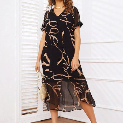 💥Last Day Special Sale 50% OFF💝✨Flowy V-Neck Printed Long Dress