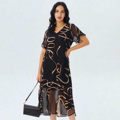 💥Last Day Special Sale 50% OFF💝✨Flowy V-Neck Printed Long Dress