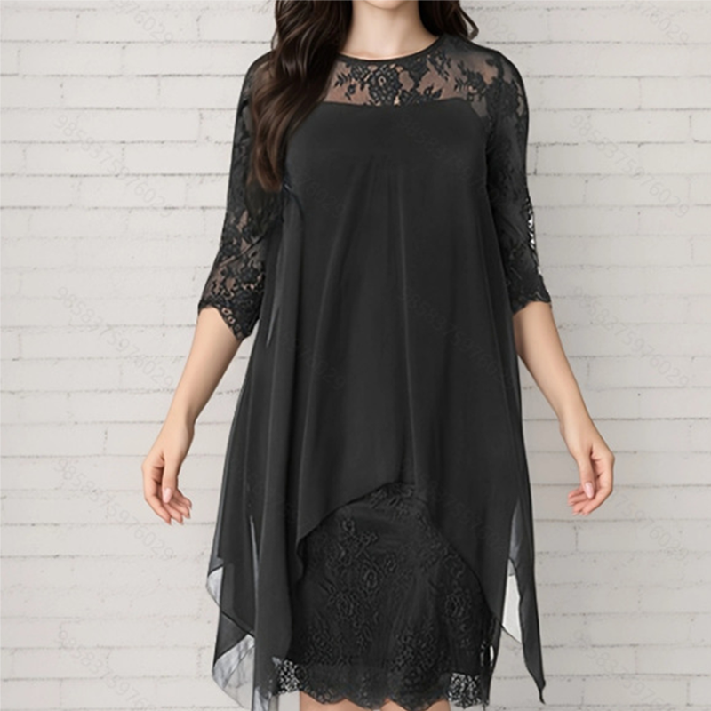 ⏰2026 SUMMER HOT SALE – 50% OFF! 🔥Women's Elegant High-Low Hem Lace Overlay Dress