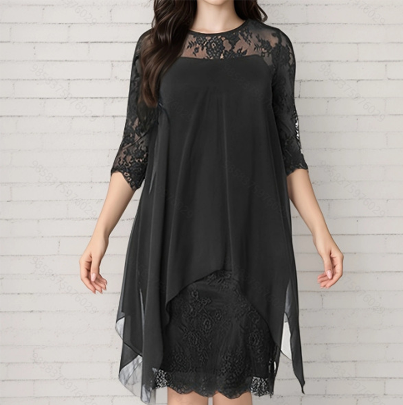⏰2026 SUMMER HOT SALE – 50% OFF! 🔥Women's Elegant High-Low Hem Lace Overlay Dress