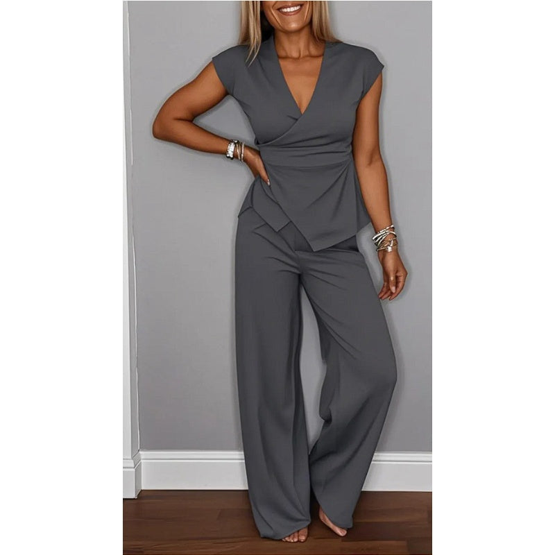 🛍️Limited Time 50% OFF💋Women's Elegant V-Neck Top & Pants Set