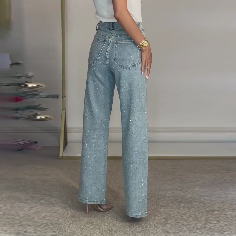 🔥50% OFF🔥Straight leg jeans with rhinestones