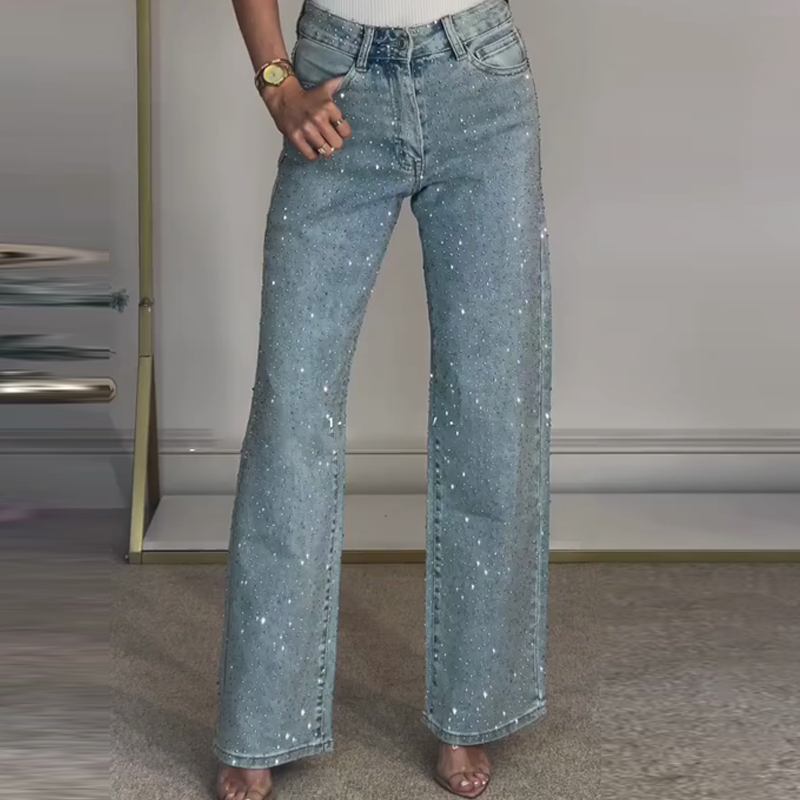 🔥50% OFF🔥Straight leg jeans with rhinestones
