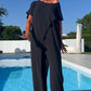 🌸Summer Hot Sale 50%OFF🌸Solid Color Off-Shoulder Top & Pants Set