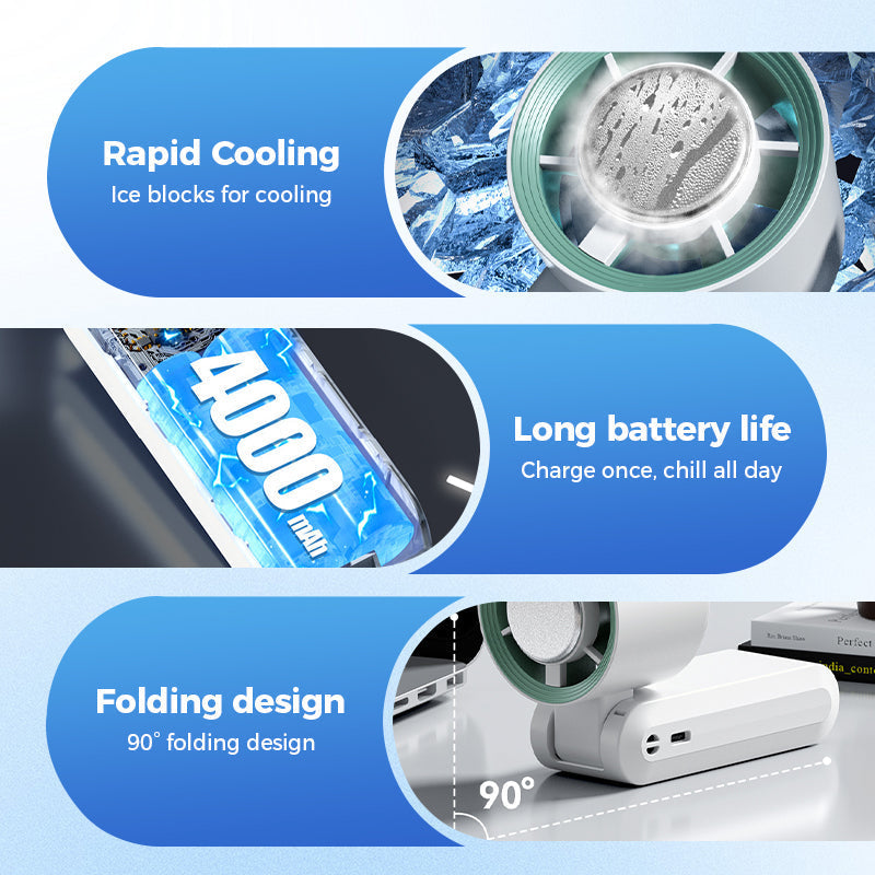 ❄️💨 Handheld Cooling Fan with Ice Mist – 3-speed settings, mist cooling ⚡✅