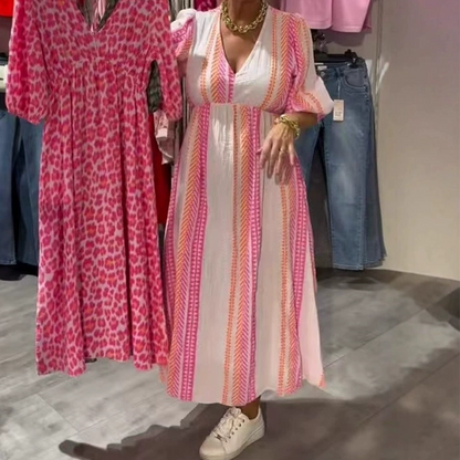 ☀️ LAST CHANCE 49% OFF ☀️ Must-Have Summer Printed Dress - Women's V-Neck, Cool & Easy to Style | Ideal for Hot Days & Effortless Outfits