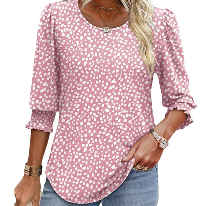 🌞Summer Sale 50% OFF🔥Blouses for Women Dressy Casual 3/4 Length Sleeve Women’s Tops with Smocked Cuffs