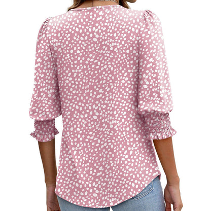 🌞Summer Sale 50% OFF🔥Blouses for Women Dressy Casual 3/4 Length Sleeve Women’s Tops with Smocked Cuffs