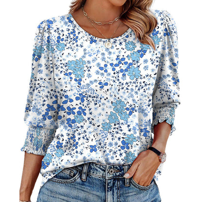 🌞Summer Sale 50% OFF🔥Blouses for Women Dressy Casual 3/4 Length Sleeve Women’s Tops with Smocked Cuffs