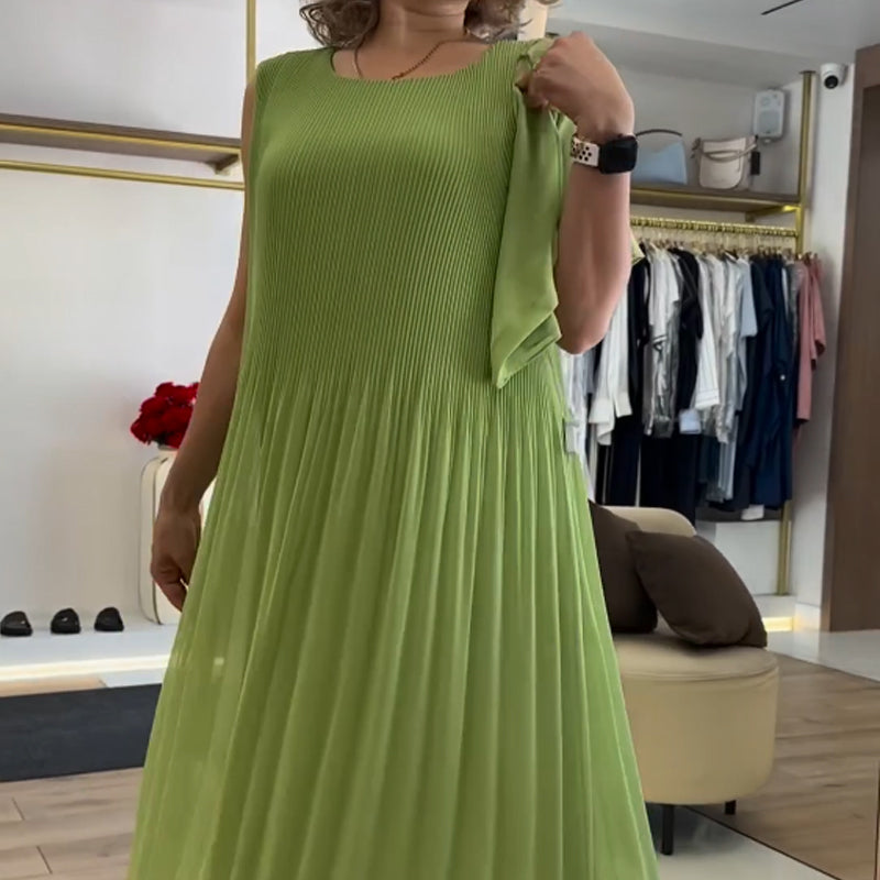 Women's Fashion Chiffon Sleeveless Pleated Dress