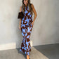 Women's Elegant Print Backless Maxi Dress