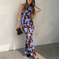 Women's Elegant Print Backless Maxi Dress