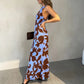 Women's Elegant Print Backless Maxi Dress