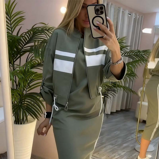 🔥Hot Sale: 50% Off-Women's Stand Collar Jacket & Dress Set