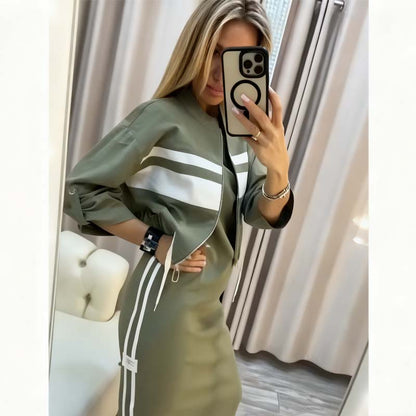 🔥Hot Sale: 50% Off-Women's Stand Collar Jacket & Dress Set