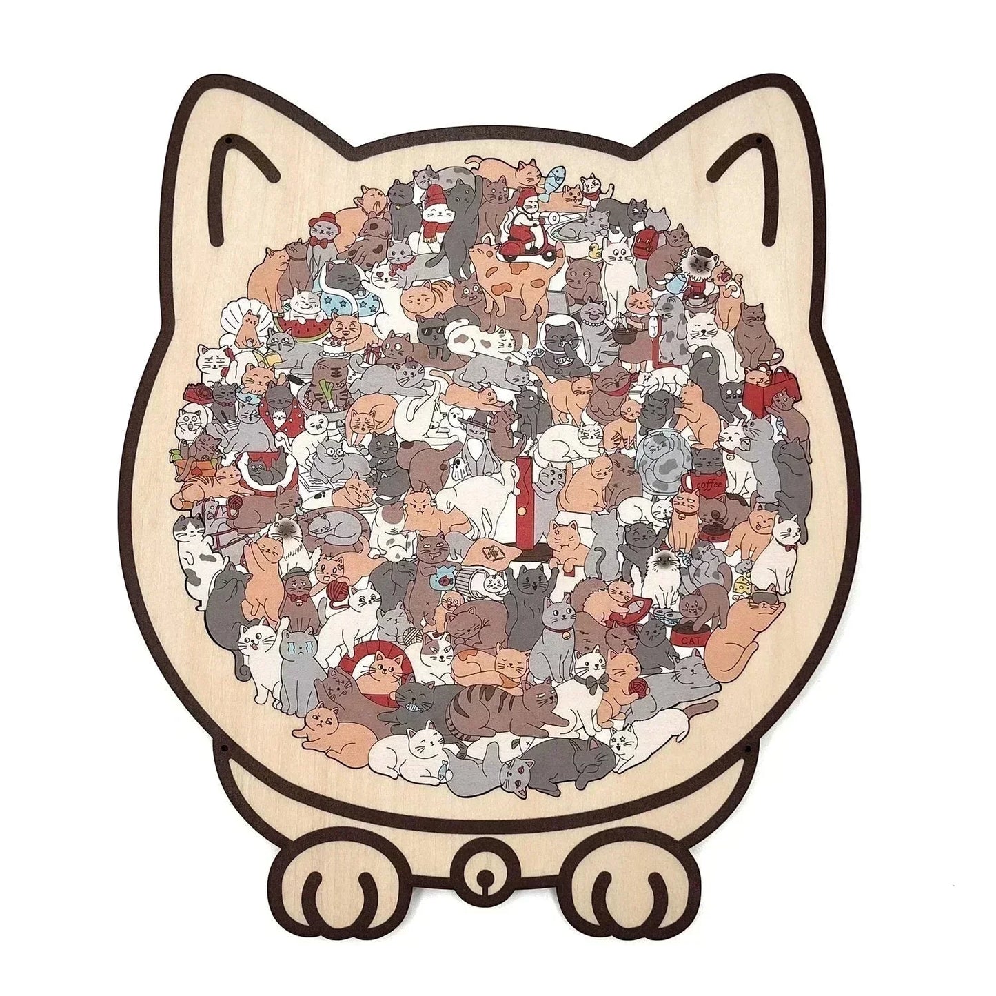 🎁 Christmas Sale 49% off 🎅 135-piece wooden puzzle in the shape of a cat in Morandi colors🐱