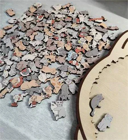🎁 Christmas Sale 49% off 🎅 135-piece wooden puzzle in the shape of a cat in Morandi colors🐱