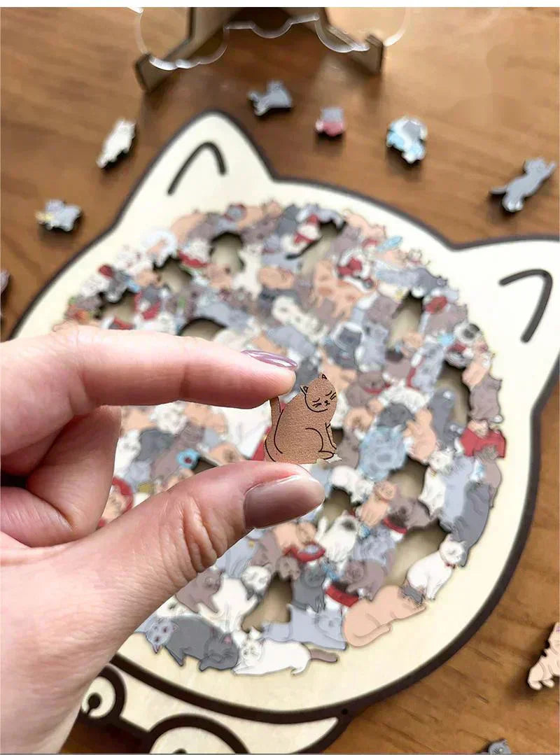 🎁 Christmas Sale 49% off 🎅 135-piece wooden puzzle in the shape of a cat in Morandi colors🐱