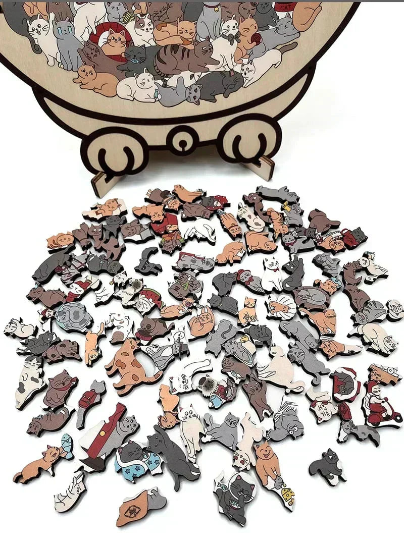 🎁 Christmas Sale 49% off 🎅 135-piece wooden puzzle in the shape of a cat in Morandi colors🐱