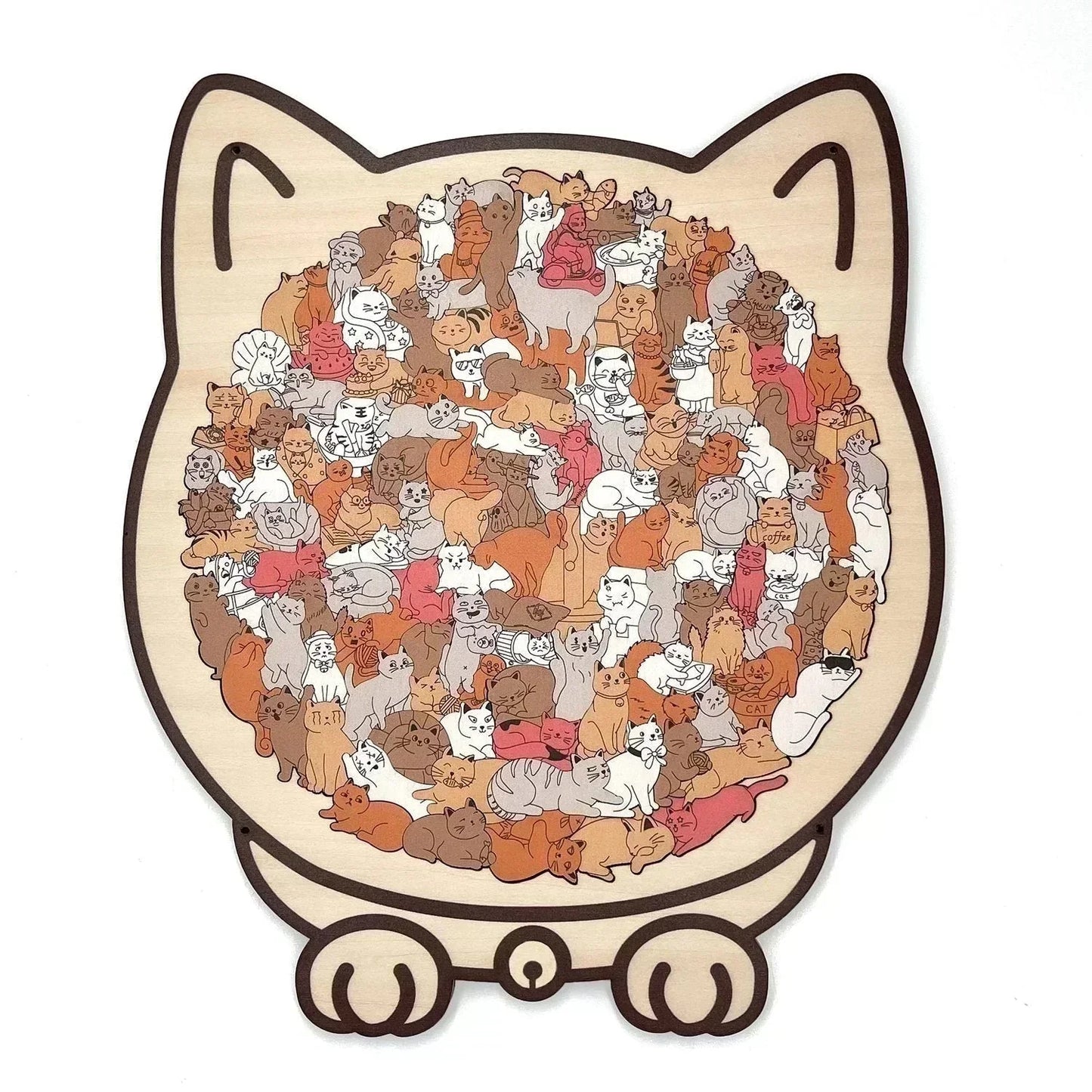 🎁 Christmas Sale 49% off 🎅 135-piece wooden puzzle in the shape of a cat in Morandi colors🐱