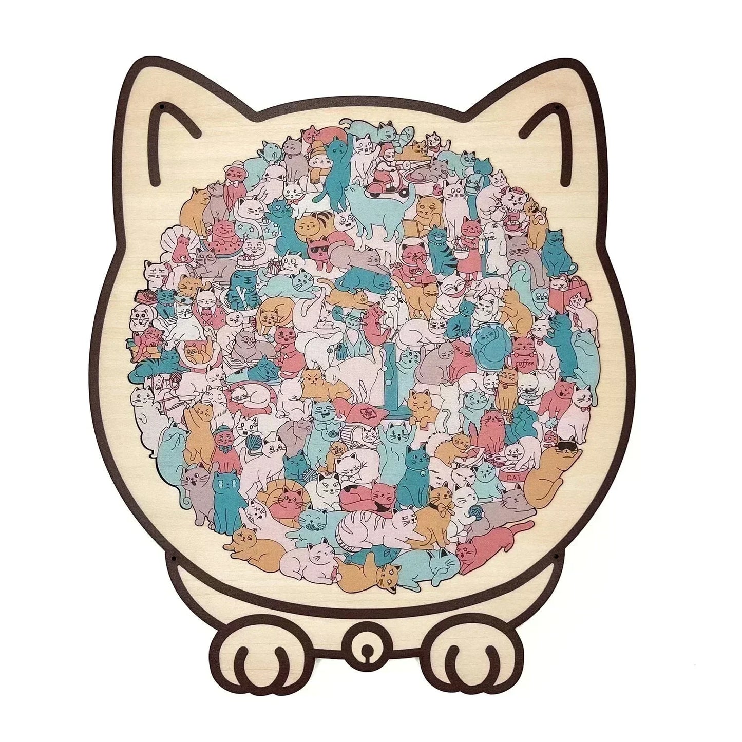 🎁 Christmas Sale 49% off 🎅 135-piece wooden puzzle in the shape of a cat in Morandi colors🐱
