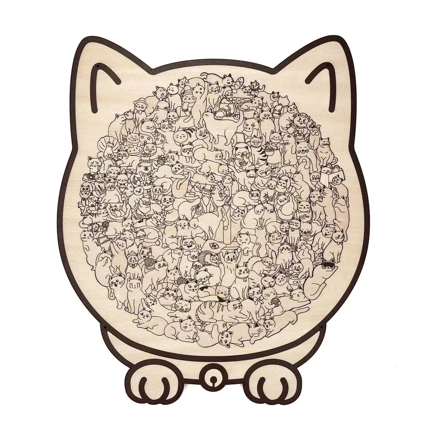🎁 Christmas Sale 49% off 🎅 135-piece wooden puzzle in the shape of a cat in Morandi colors🐱