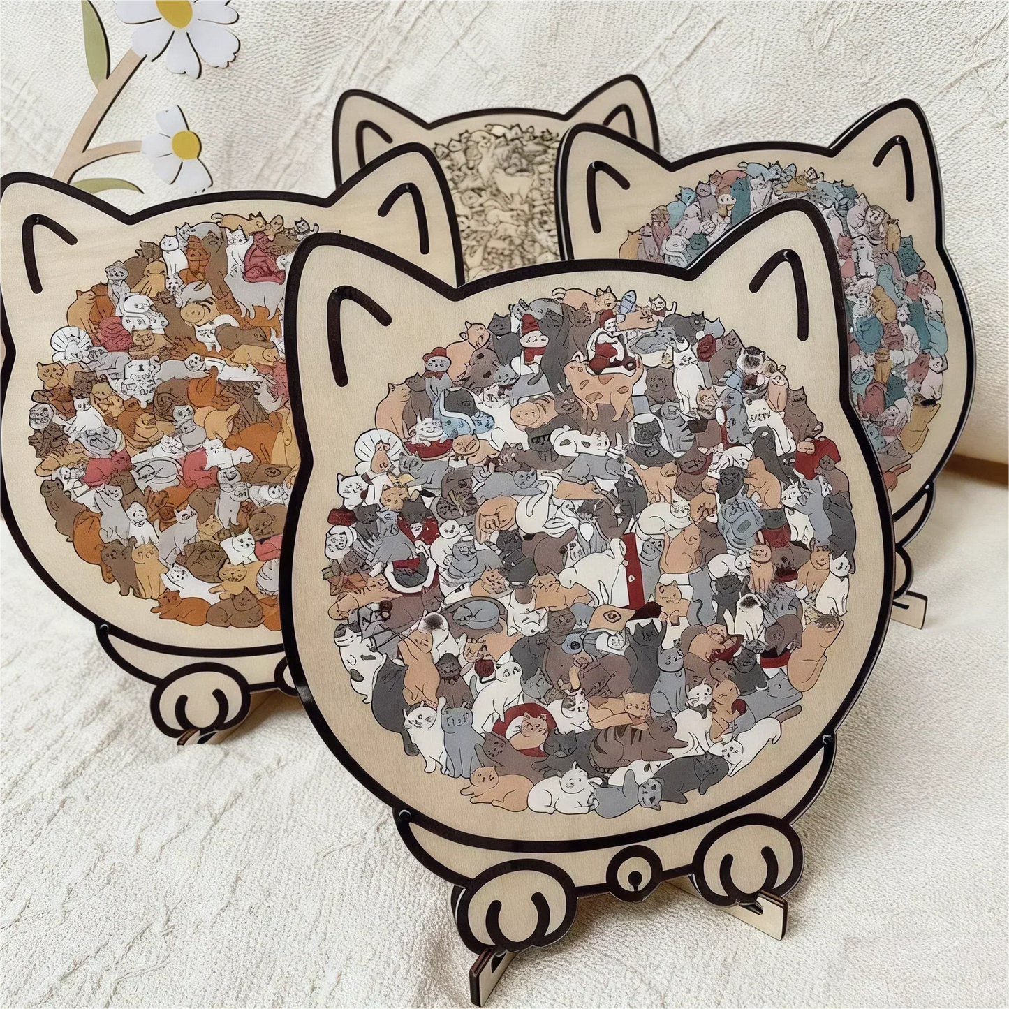🎁 Christmas Sale 49% off 🎅 135-piece wooden puzzle in the shape of a cat in Morandi colors🐱
