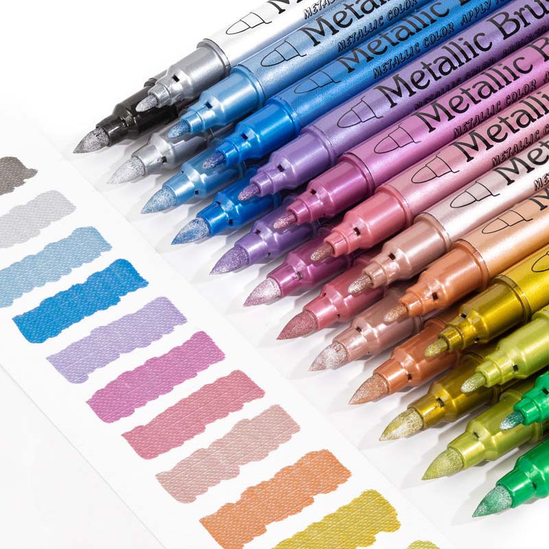 Vibrant Colors Metallic Marker Pens Set