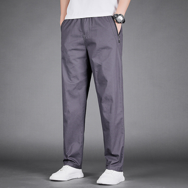 Men's Drawstring Cargo Pants with Zipper Pockets