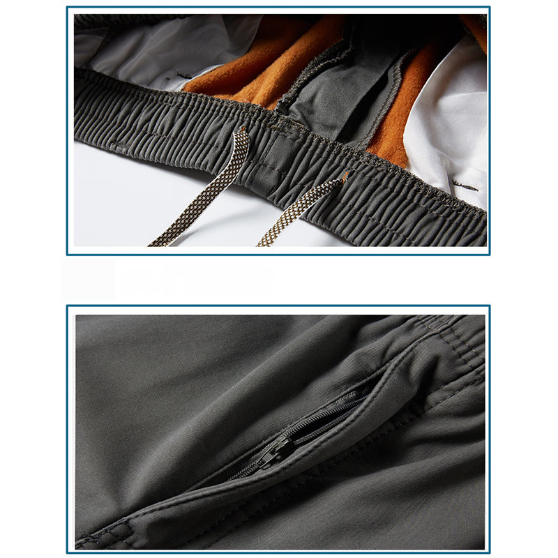 Men's Drawstring Cargo Pants with Zipper Pockets