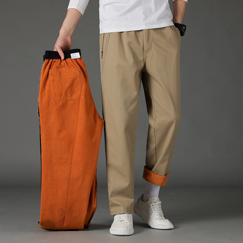 Men's Drawstring Cargo Pants with Zipper Pockets