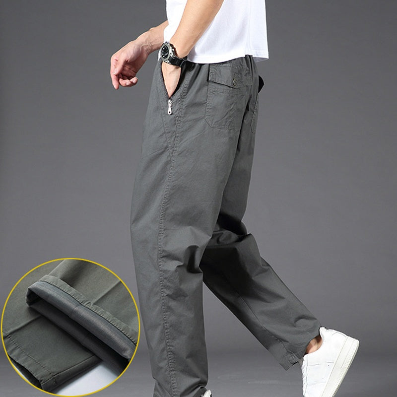 Men's Drawstring Cargo Pants with Zipper Pockets
