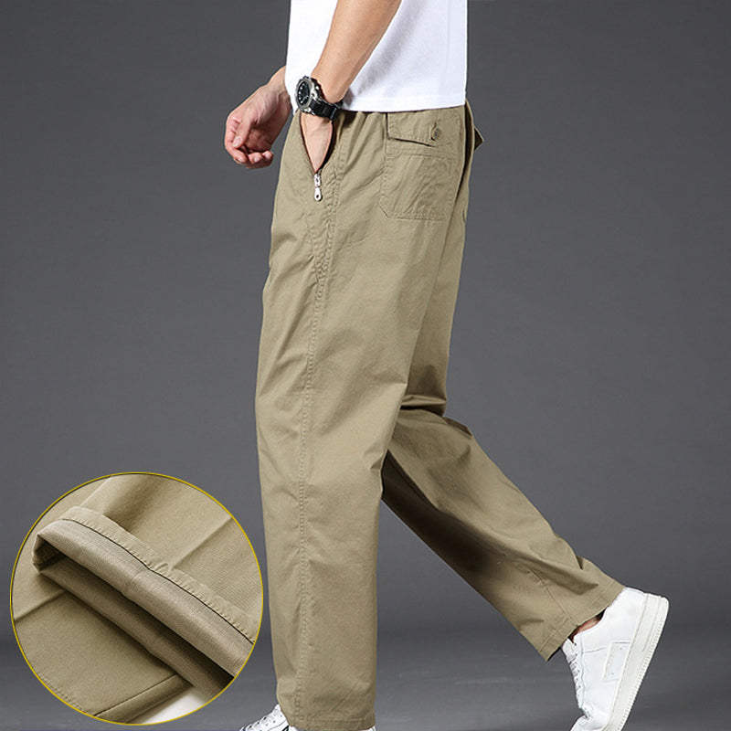 Men's Drawstring Cargo Pants with Zipper Pockets