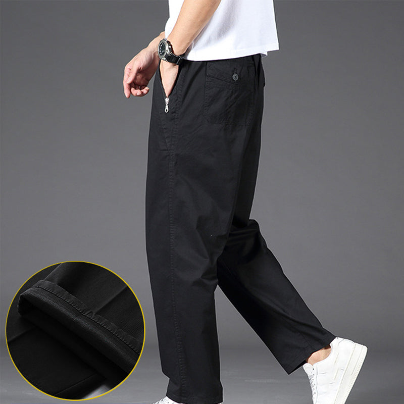 Men's Drawstring Cargo Pants with Zipper Pockets