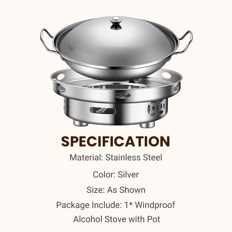 🔥HOT SALE - OVER 800 SOLD!🏆Windproof Alcohol Stove with Pot
