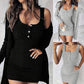 Ribbed Knit Bodycon Dress and Cardigan Set
