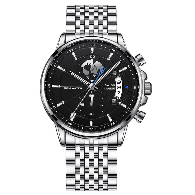 💥Christmas Eve Sale: 49% OFF🌍Men's watch with globe motif in maritime style