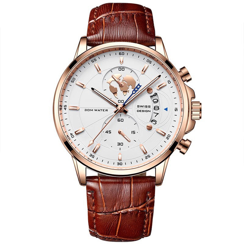 💥Christmas Eve Sale: 49% OFF🌍Men's watch with globe motif in maritime style