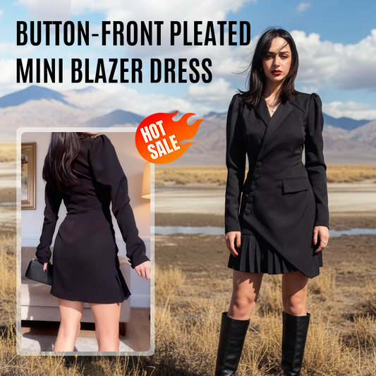 🖤Black Friday 50 % Rabatt 💥Button-Front Pleated Mini Blazer Dress