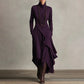 Women's Elegant High-Neck Asymmetrical Draped Maxi Dress