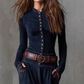 Vintage Stand Collar Button-Down Swing Dress