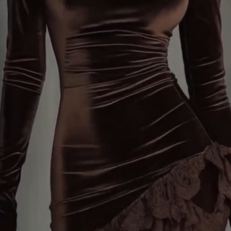 Women's Elegant Asymmetrical Lace Trim Dress