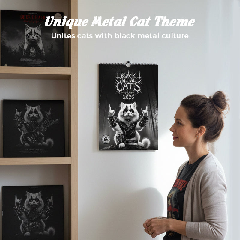 🐱 2026 Black Metal Cat Calendar – Edgy Decor That Tells Time in Style ⏳