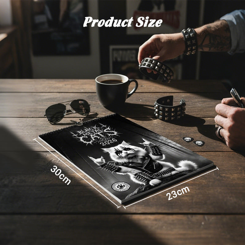 🐱 2026 Black Metal Cat Calendar – Edgy Decor That Tells Time in Style ⏳