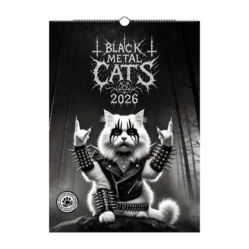 🐱 2026 Black Metal Cat Calendar – Edgy Decor That Tells Time in Style ⏳