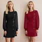 Elegant Long Sleeve Dress with Asymmetrical Button Detail