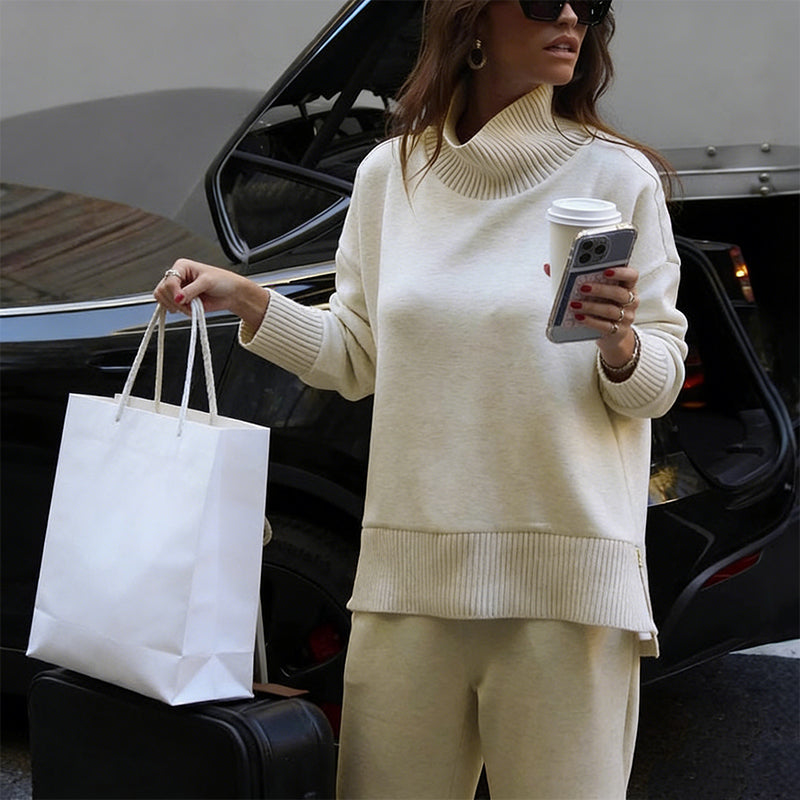 🎁2026 New Arrivals 50% OFF💥High-Neck Side-Zip Sweatshirt & Pants Set 👚👖